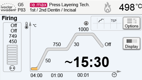 5. Rad i konfiguracija 5.2.6 Pokretanje i zaustavljanje programa/indikator rada Nakon što je program pokrenut pritiskom na tipku START, pojavi se krivulja pečenja.