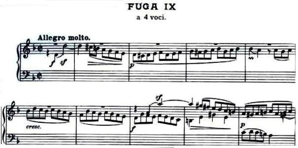 53 Şekil 5.1.8. J.S.Bach; Füg Sanatı, füg no: 8, (üç sesli). Kaynak: J.S.Bach: Die Kunst Der Fuge, Edition Peters, London, 1987, s.23 5.1.9. Contrapunctus IX Contrapunctus IX, iki temalı bir fügdür.