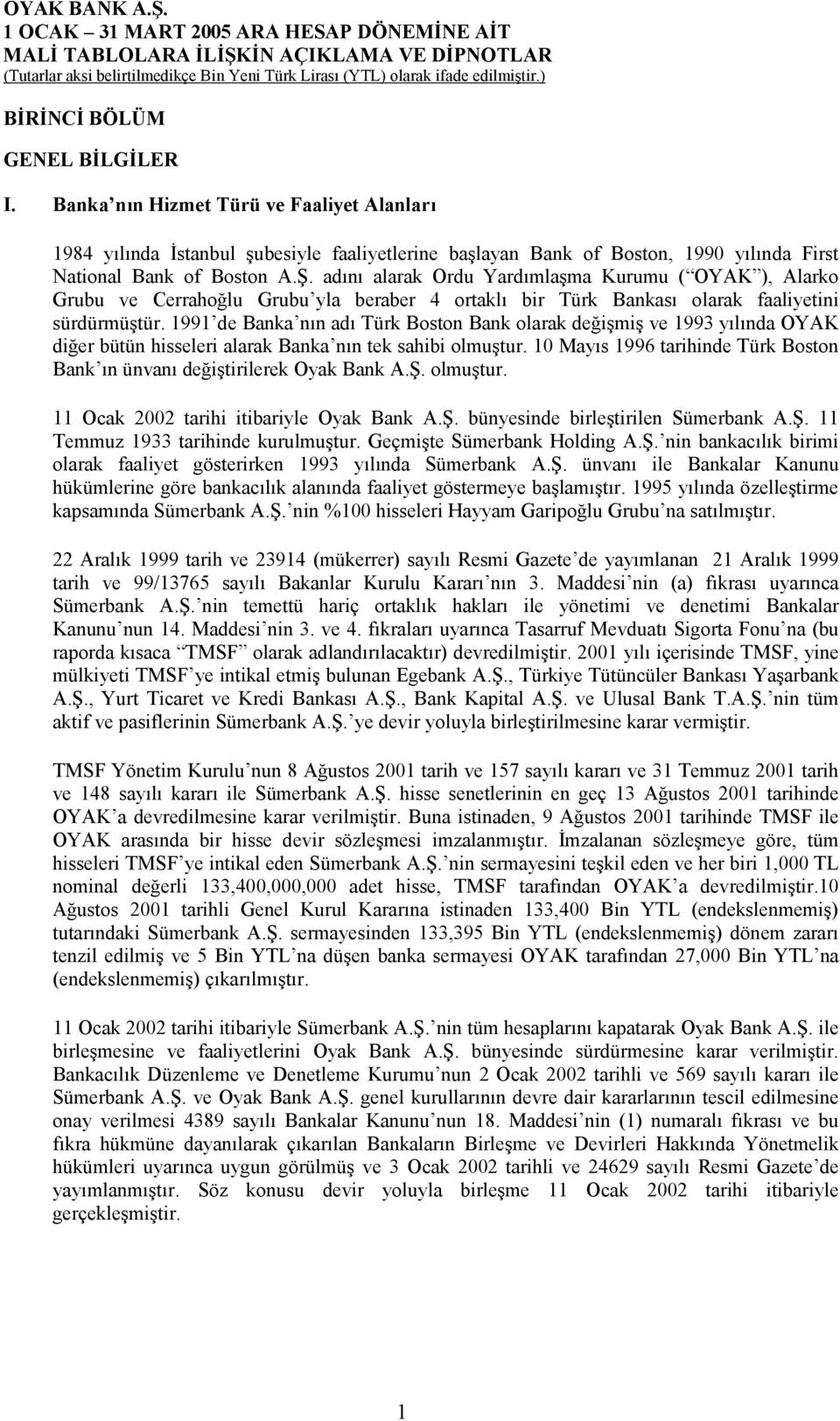 1991 de Banka nõn adõ Türk Boston Bank olarak değişmiş ve 1993 yõlõnda OYAK diğer bütün hisseleri alarak Banka nõn tek sahibi olmuştur.