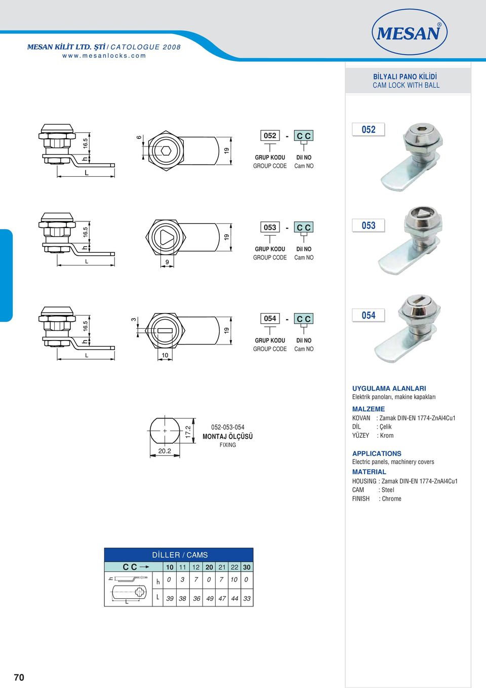 2 525354 MONTAJ ÖÇÜSÜ MAZEME D : Çelik APPICATIONS Electric