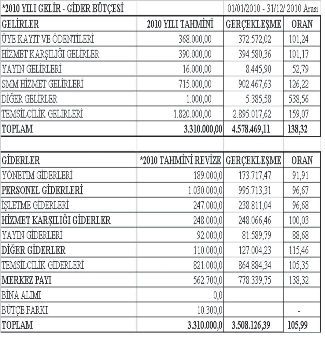 2.11. Mali Durum *2010 Tahmini Bütçe 24.12.