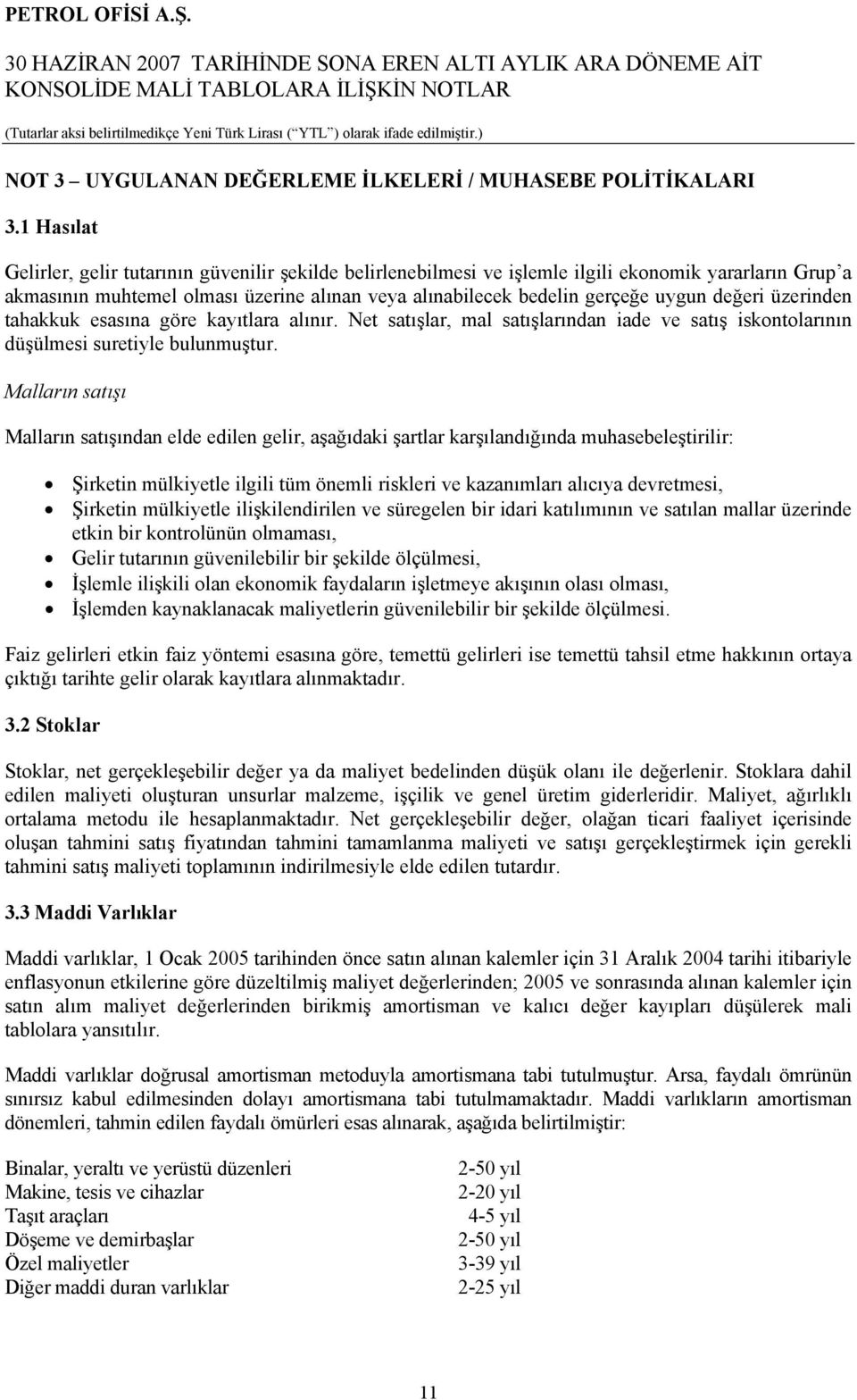 değeri üzerinden tahakkuk esasına göre kayıtlara alınır. Net satışlar, mal satışlarından iade ve satış iskontolarının düşülmesi suretiyle bulunmuştur.