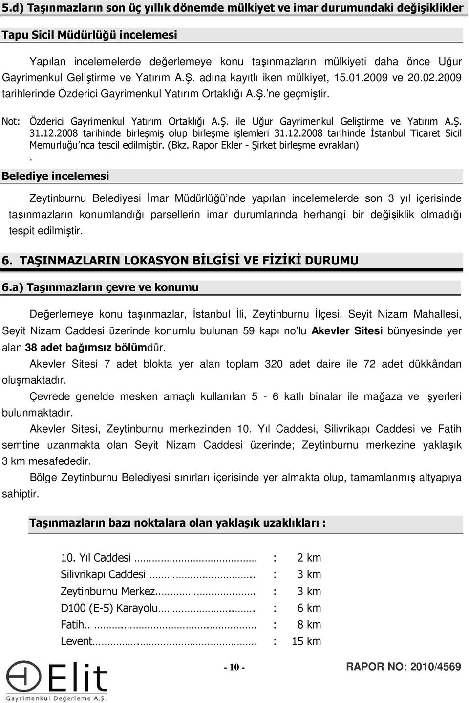 Not: Özderici Gayrimenkul Yatırım Ortaklığı A.Ş. ile Uğur Gayrimenkul Geliştirme ve Yatırım A.Ş. 31.12.2008 tarihinde birleşmiş olup birleşme işlemleri 31.12.2008 tarihinde İstanbul Ticaret Sicil Memurluğu nca tescil edilmiştir.