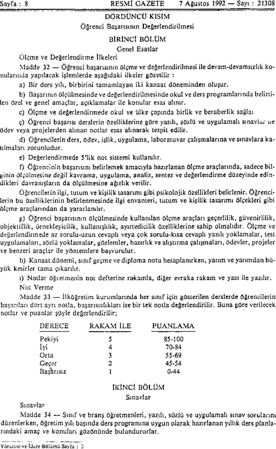 b) Başarının ölçülmesinde ve değerlendirilmesinde okul ve ders programlarında belirtilen özel ve genel amaçlar, açıklamalar ile konular esas alınır.