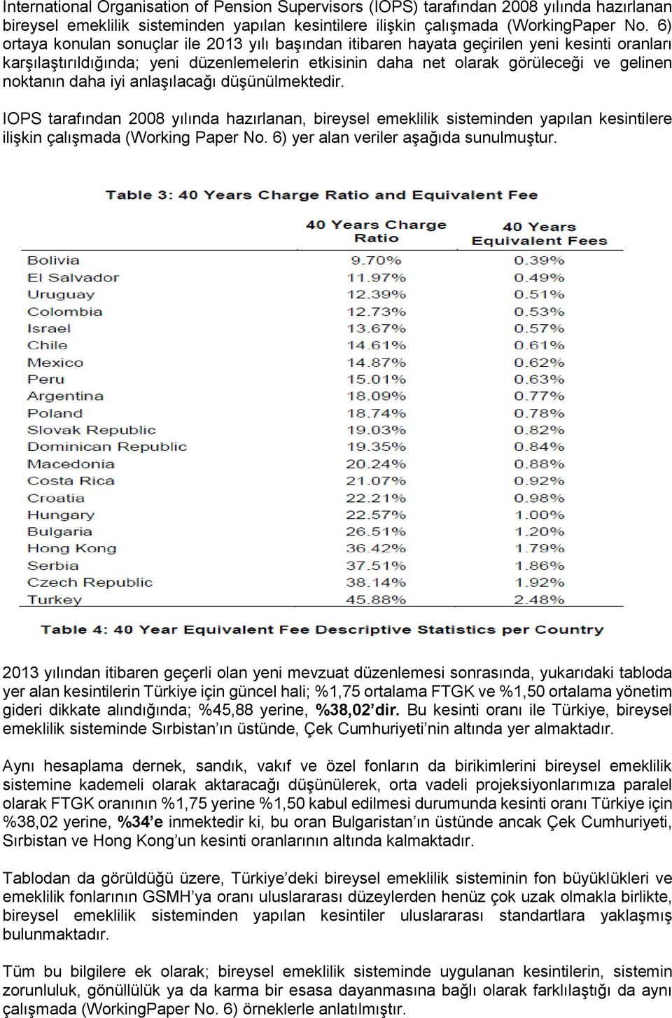 daha iyi anlaşılacağı düşünülmektedir. IOPS tarafından 2008 yılında hazırlanan, bireysel emeklilik sisteminden yapılan kesintilere ilişkin çalışmada (Working Paper No.