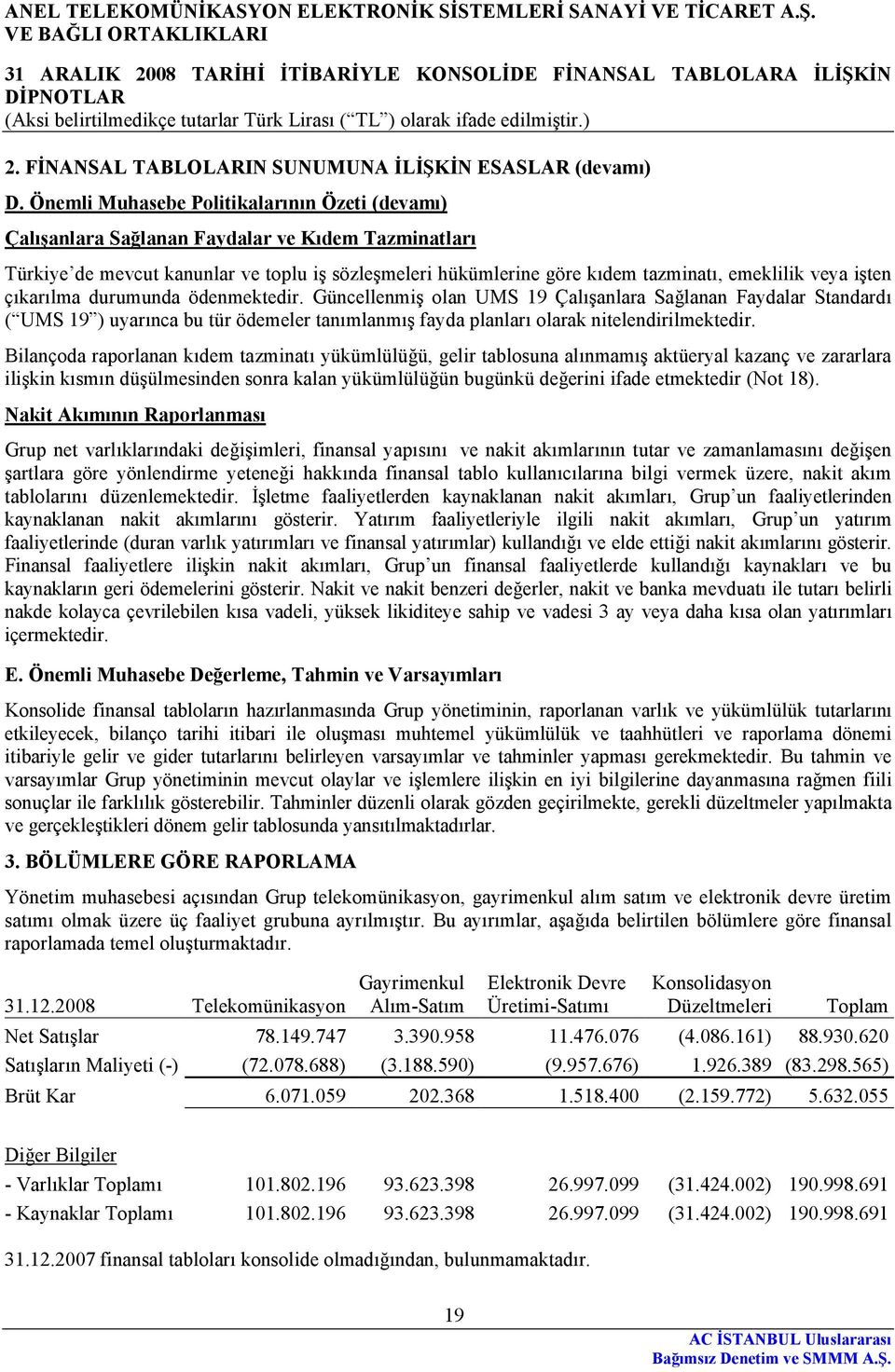 işten çıkarılma durumunda ödenmektedir. Güncellenmiş olan UMS 19 Çalışanlara Sağlanan Faydalar Standardı ( UMS 19 ) uyarınca bu tür ödemeler tanımlanmış fayda planları olarak nitelendirilmektedir.