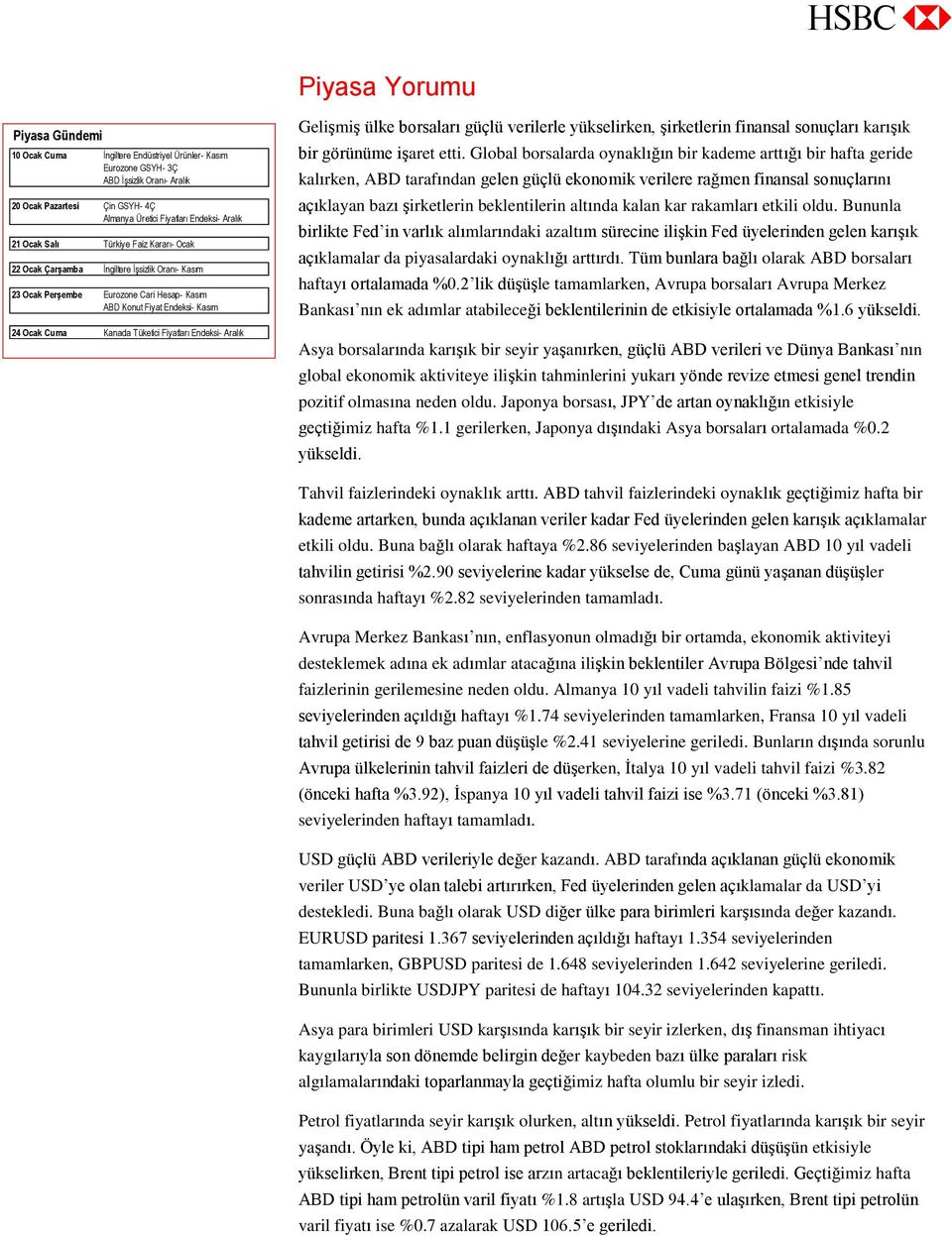 Endeksi- Aralık Gelişmiş ülke borsaları güçlü verilerle yükselirken, şirketlerin finansal sonuçları karışık bir görünüme işaret etti.