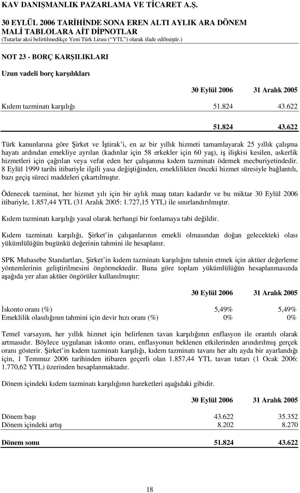 622 Türk kanunlarına göre Şirket ve İştirak i, en az bir yıllık hizmeti tamamlayarak 25 yıllık çalışma hayatı ardından emekliye ayrılan (kadınlar için 58 erkekler için 60 yaş), iş ilişkisi kesilen,