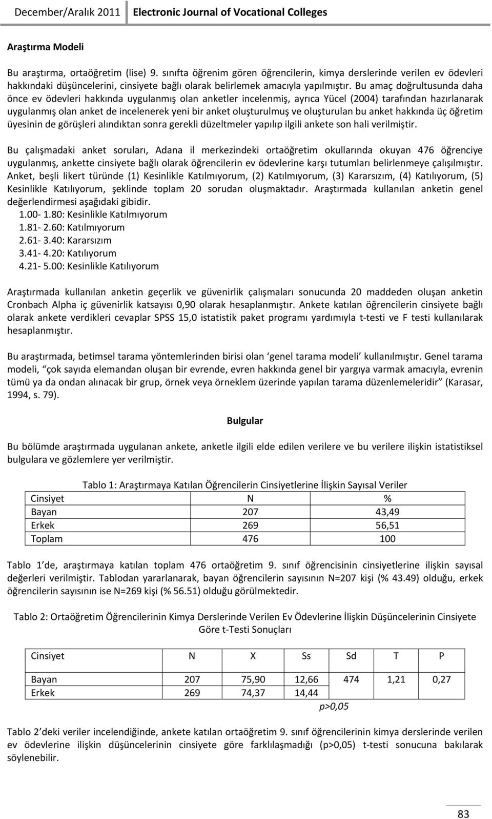 Bu amaç doğrultusunda daha önce ev ödevleri hakkında uygulanmış olan anketler incelenmiş, ayrıca Yücel (2004) tarafından hazırlanarak uygulanmış olan anket de incelenerek yeni bir anket oluşturulmuş