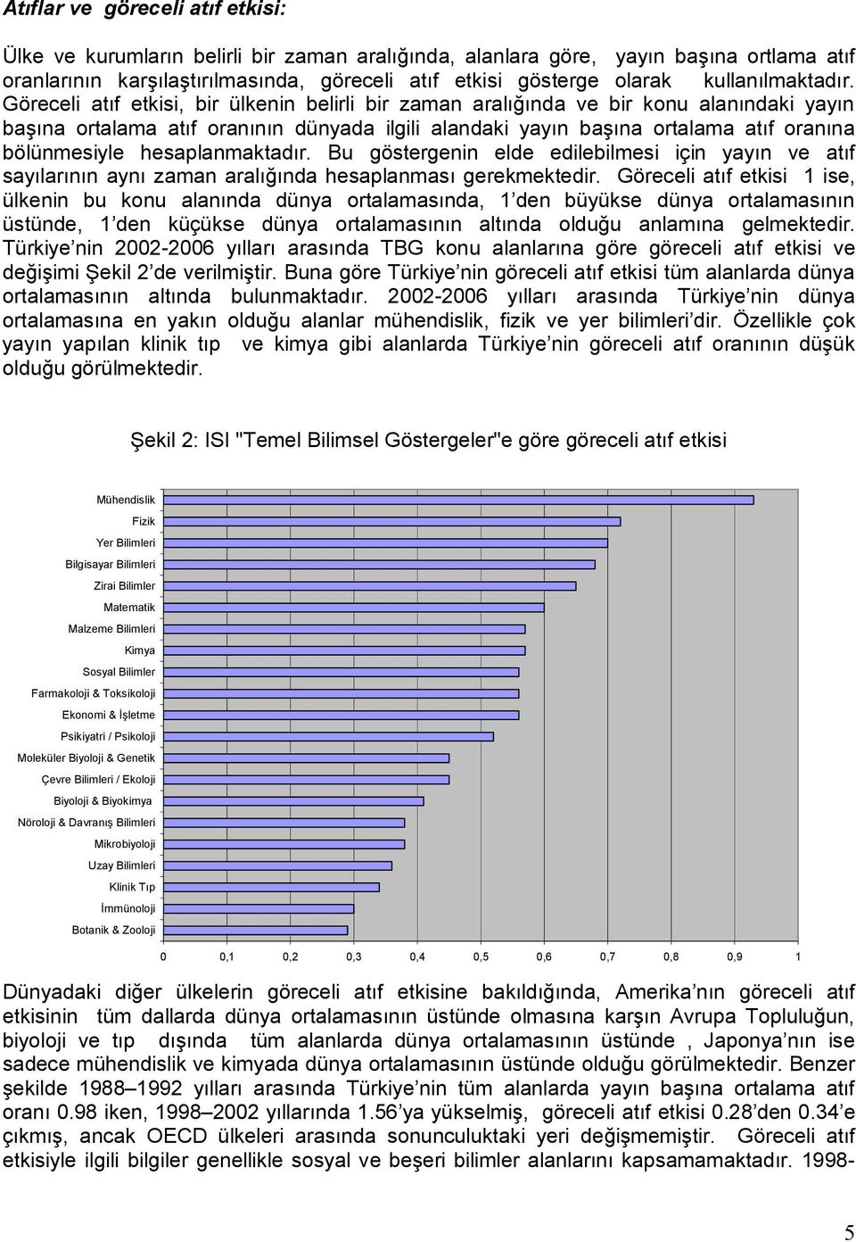 Göreceli atıf etkisi, bir ülkenin belirli bir zaman aralığında ve bir konu alanındaki yayın başına ortalama atıf oranının dünyada ilgili alandaki yayın başına ortalama atıf oranına bölünmesiyle