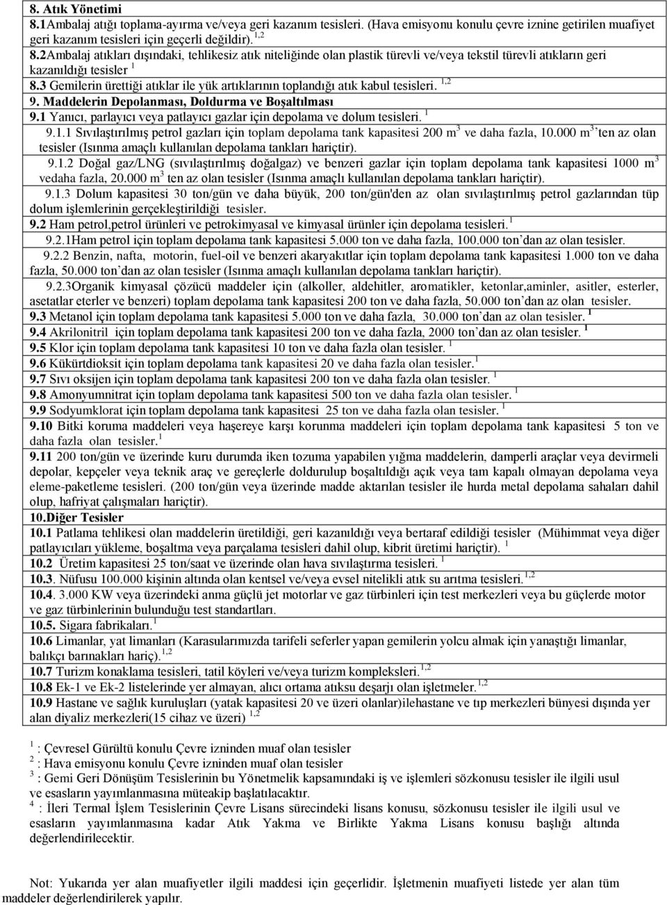 3 Gemilerin ürettiği atıklar ile yük artıklarının toplandığı atık kabul tesisleri. 1,2 9. Maddelerin Depolanması, Doldurma ve Boşaltılması 9.