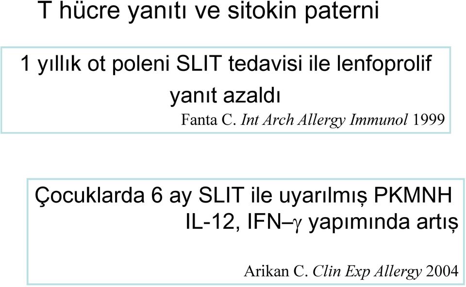 Int Arch Allergy Immunol 1999 Çocuklarda 6 ay SLIT ile