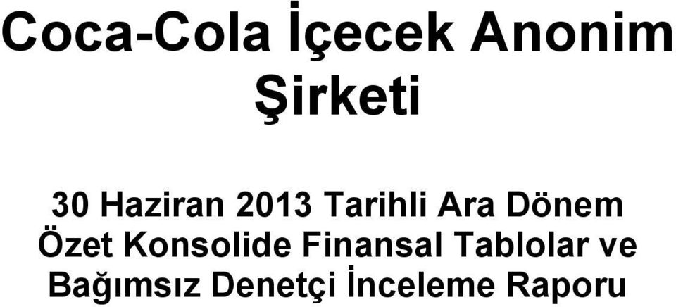 Özet Konsolide Finansal