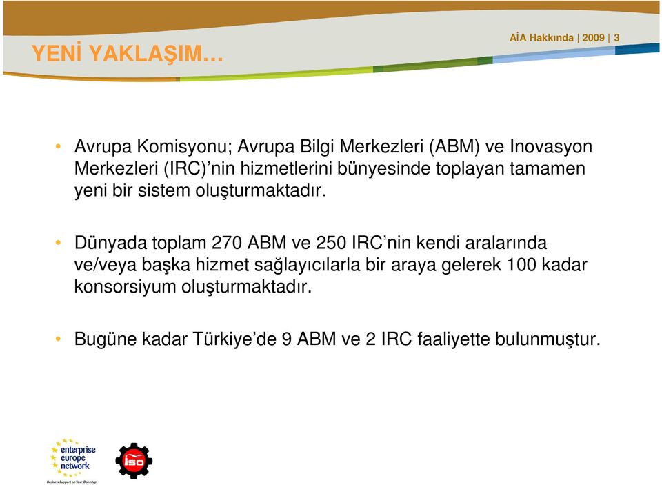 Dünyada toplam 270 ABM ve 250 IRC nin kendi aralarında ve/veya başka hizmet sağlayıcılarla bir