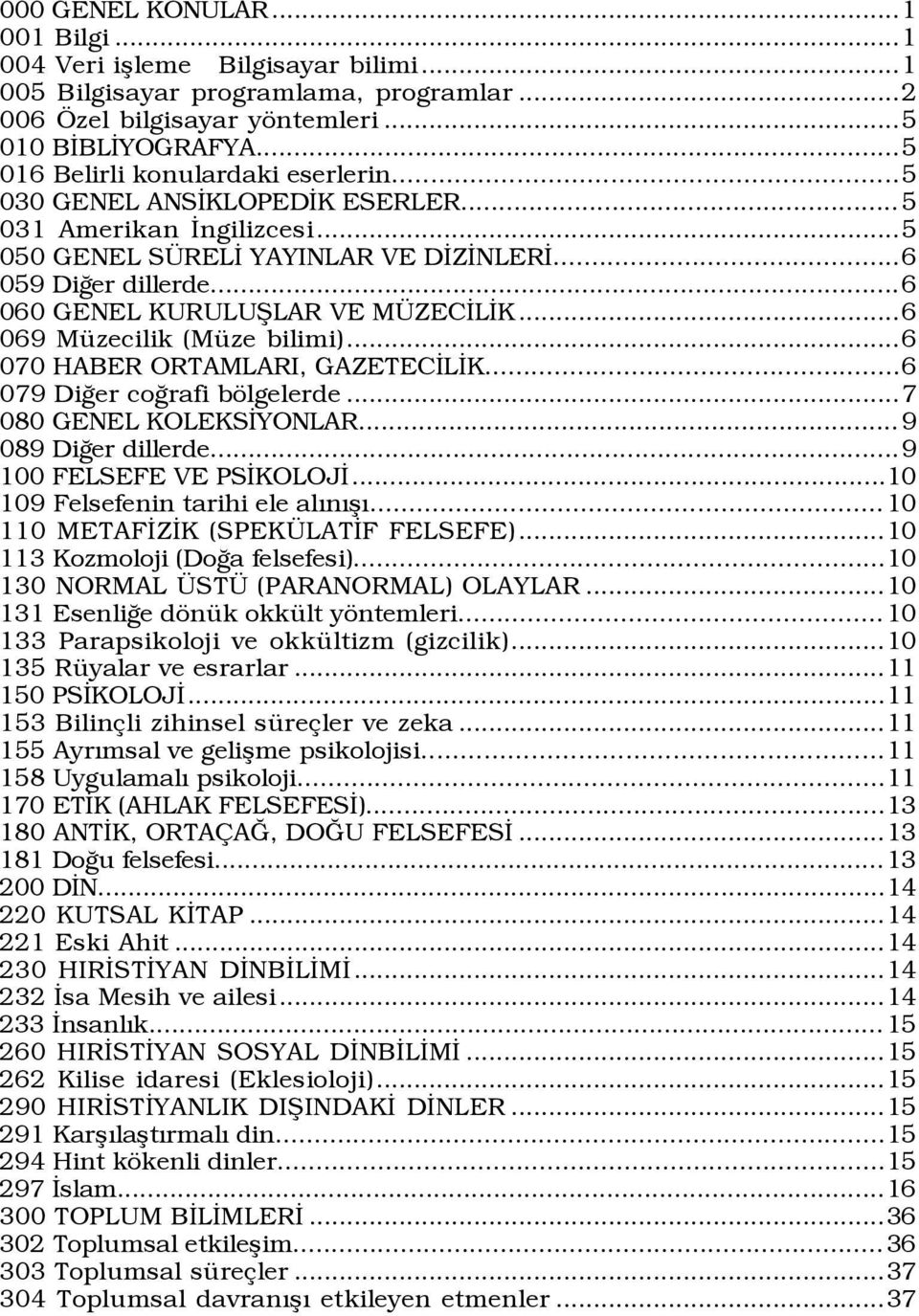 ..6 060 GENEL KURULUÞLAR VE M ZECÜLÜK...6 069 MŸzecilik (MŸze bilimi)...6 070 HABER ORTAMLARI, GAZETECÜLÜK...6 079 DiÛer coûrafi bšlgelerde...7 080 GENEL KOLEKSÜYONLAR... 9 089 DiÛer dillerde.