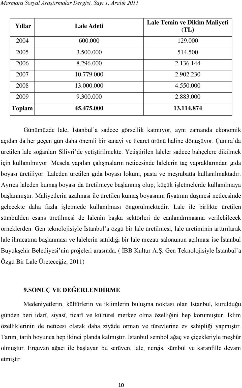 Çumra da üretilen lale soğanları Silivri de yetiştirilmekte. Yetiştirilen laleler sadece bahçelere dikilmek için kullanılmıyor.