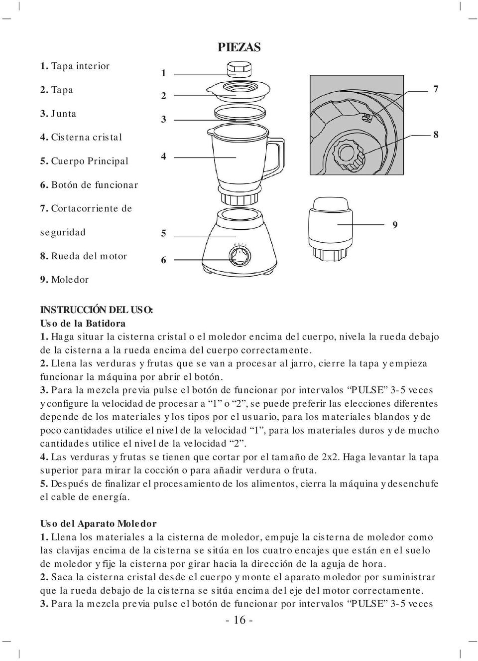 Haga situar la cisterna cristal o el moledor encima del cuerpo, nivela la rueda debajo de la cisterna a la rueda encima del cuerpo correctamente. 2.