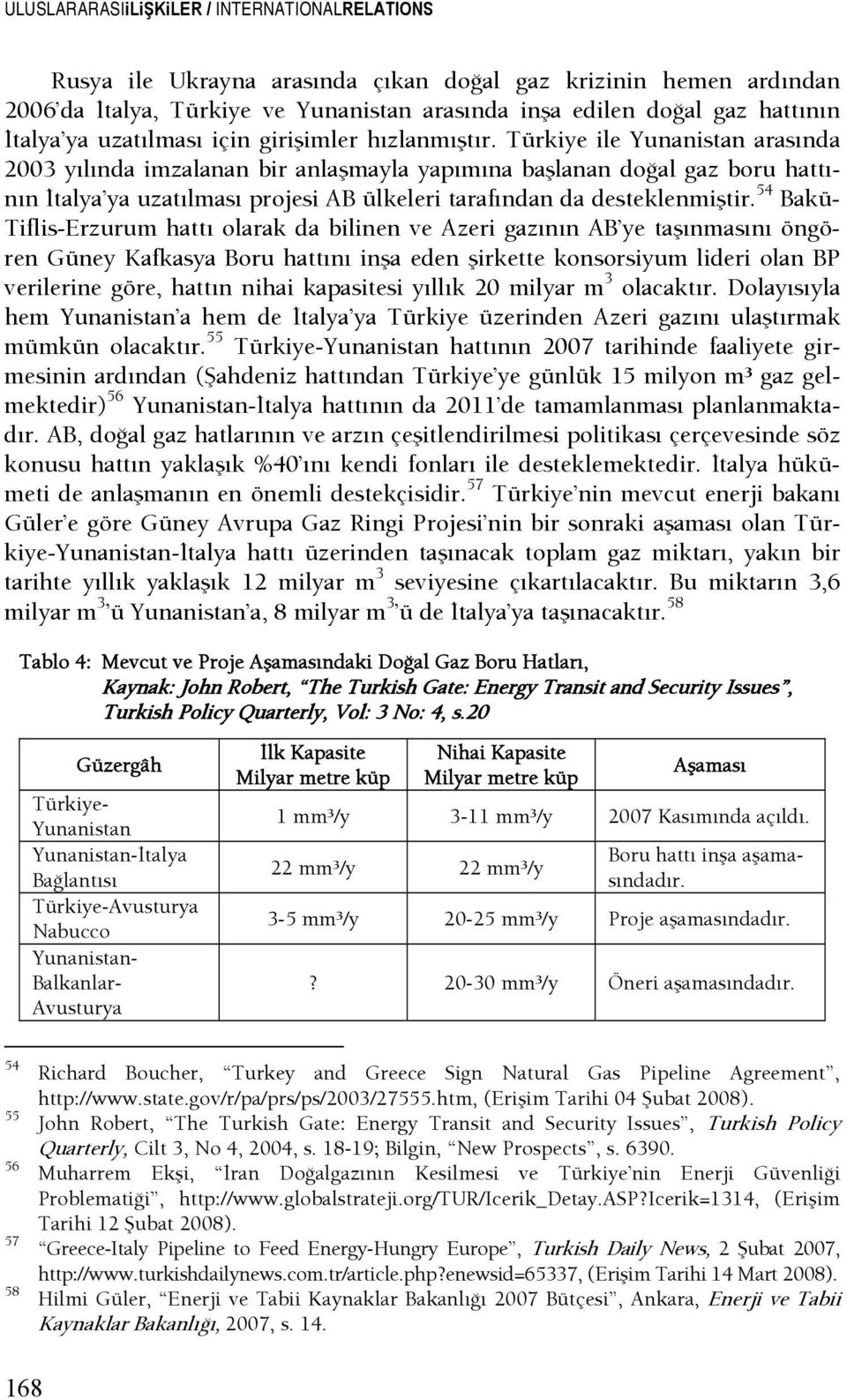 Türkiye ile Yunanistan arasında 2003 yılında imzalanan bir anlaşmayla yapımına başlanan doşal gaz boru hattının ştalya ya uzatılması projesi AB ülkeleri tarafından da desteklenmiştir.