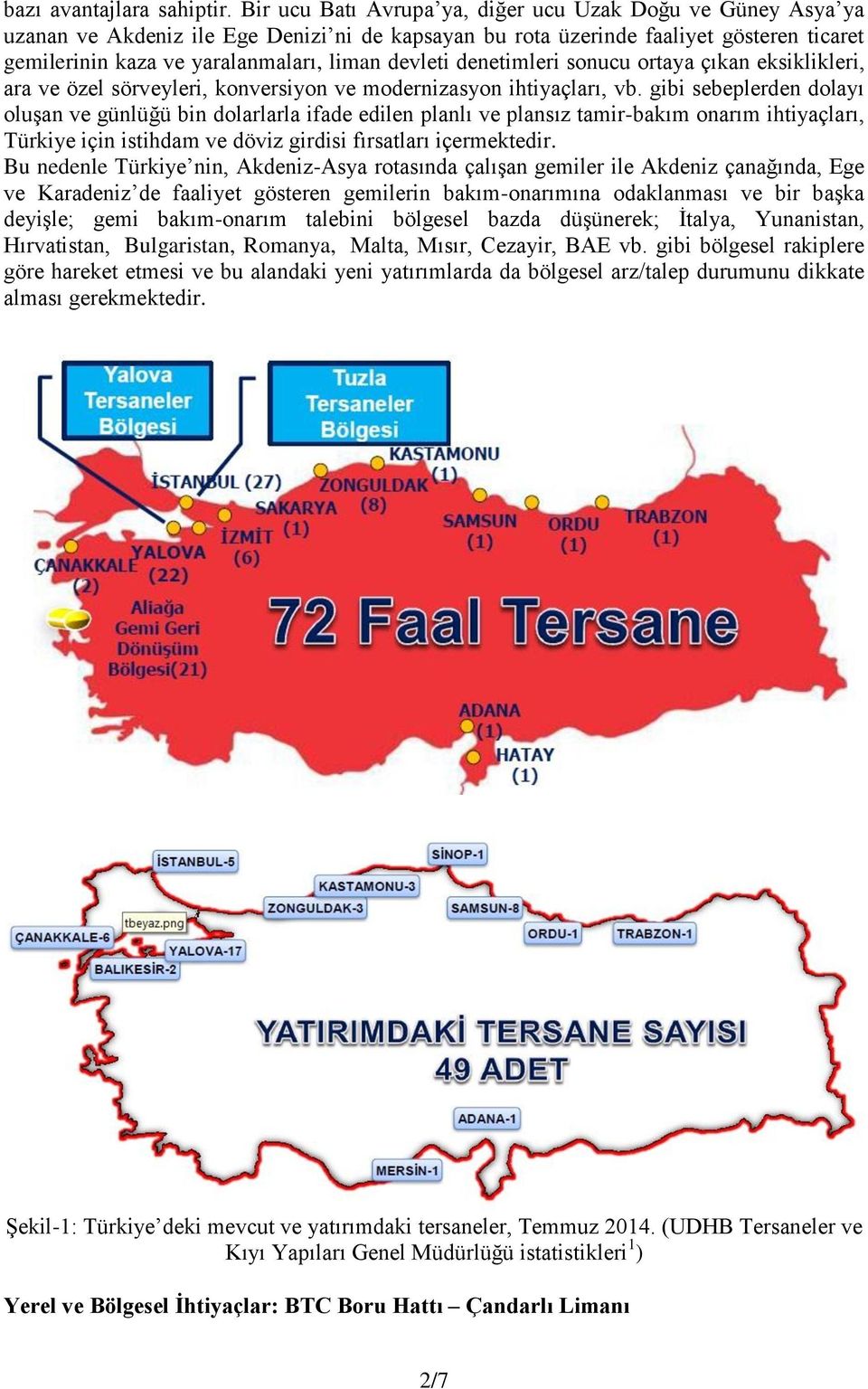 devleti denetimleri sonucu ortaya çıkan eksiklikleri, ara ve özel sörveyleri, konversiyon ve modernizasyon ihtiyaçları, vb.