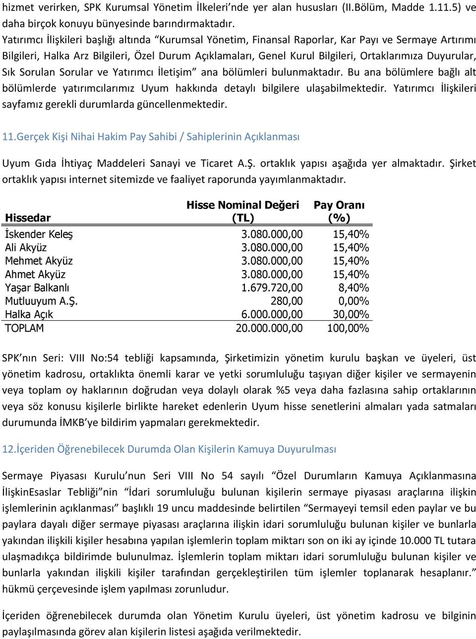 Duyurular, Sık Sorulan Sorular ve Yatırımcı İletişim ana bölümleri bulunmaktadır. Bu ana bölümlere bağlı alt bölümlerde yatırımcılarımız Uyum hakkında detaylı bilgilere ulaşabilmektedir.