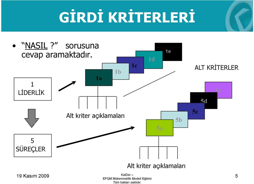 1a 1 LİDERLİK 1b 1c 1d 1e ALT KRİTERLER