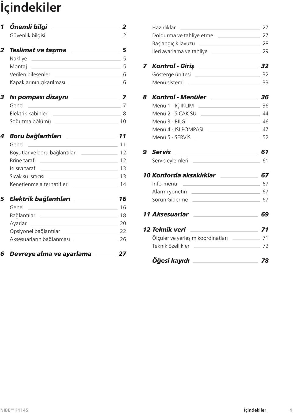 Bağlantılar 18 Ayarlar 20 Opsiyonel bağlantılar 22 Aksesuarların bağlanması 26 6 Devreye alma ve ayarlama 27 Hazırlıklar 27 Doldurma ve tahliye etme 27 Başlangıç kılavuzu 28 İleri ayarlama ve tahliye