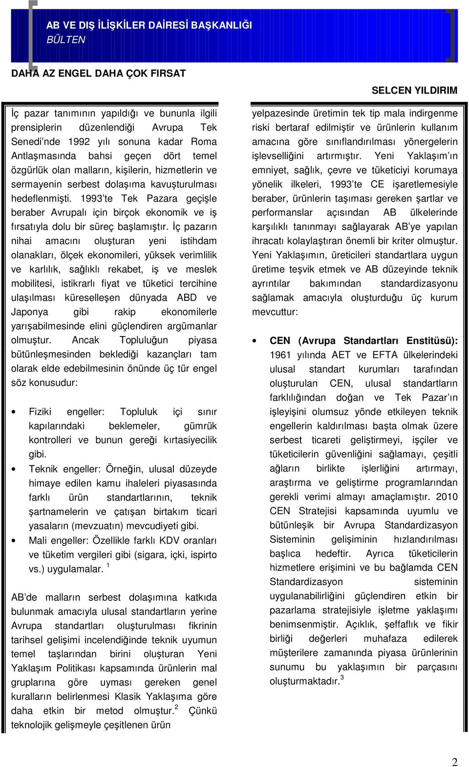 1993 te Tek Pazara geçişle beraber Avrupalı için birçok ekonomik ve iş fırsatıyla dolu bir süreç başlamıştır.