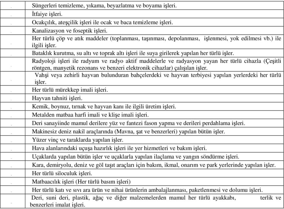 ) ile ilgili işler. kurutma, su altı ve toprak altı işleri ile suya girilerek yapılan her türlü işler.