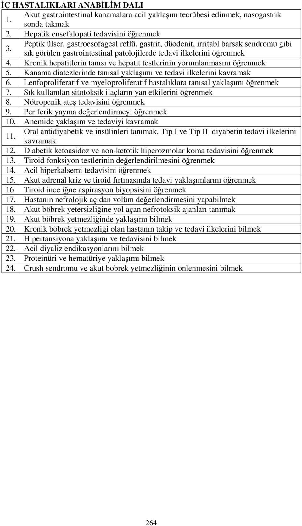 Kronik hepatitlerin tanısı ve hepatit testlerinin yorumlanmasını öğrenmek 5. Kanama diatezlerinde tanısal yaklaşımı ve tedavi ilkelerini kavramak 6.