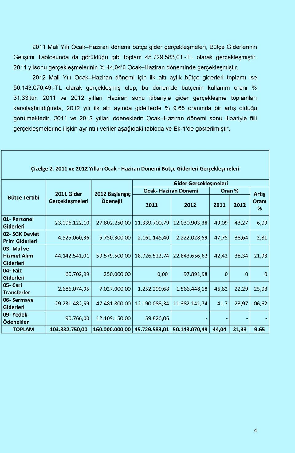 -TL olarak gerçekleşmiş olup, bu dönemde bütçenin kullanım oranı % 31,33 tür.