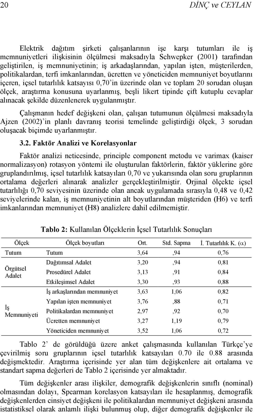 20 sorudan oluşan ölçek, araştırma konusuna uyarlanmış, beşli likert tipinde çift kutuplu cevaplar alınacak şekilde düzenlenerek uygulanmıştır.