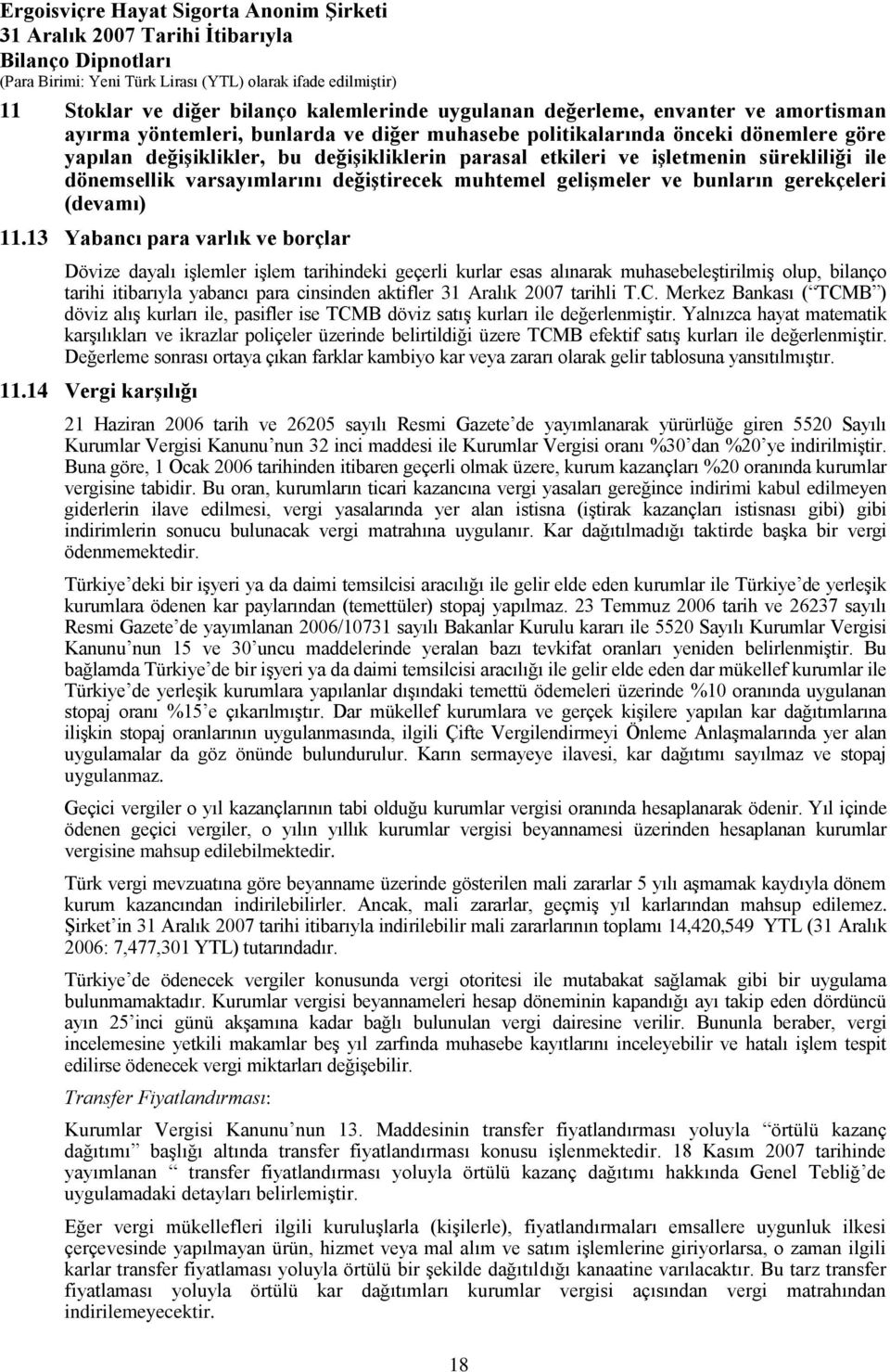 13 Yabancı para varlık ve borçlar Dövize dayalı iģlemler iģlem tarihindeki geçerli kurlar esas alınarak muhasebeleģtirilmiģ olup, bilanço tarihi itibarıyla yabancı para cinsinden aktifler 31 Aralık