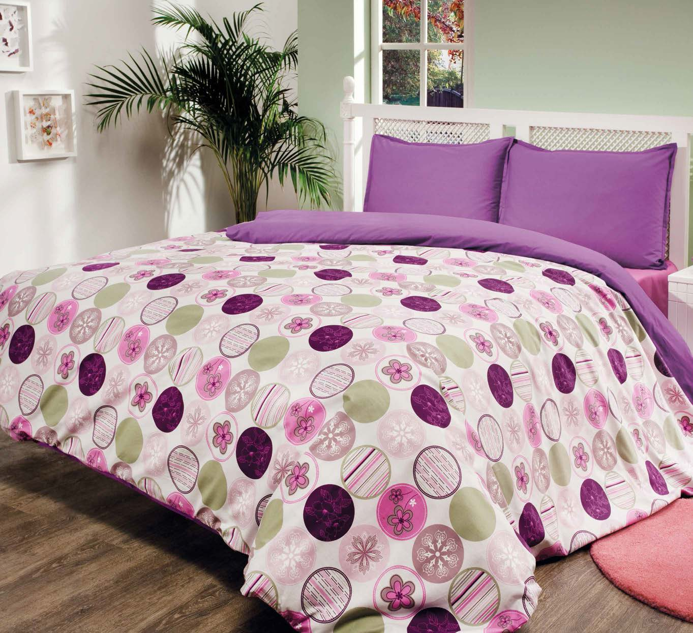 violla tek ve çift kişilik nevresim takımı single and double bedlinen Pembe masalların kucağında erguvan düşler.