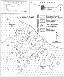 2 Yerbilimleri G R fi Eski bir ada yay olan Do u Pontidler, Jura, Geç Kretase ve Eosen olmak üzere üç ana volkanik evre sonunda flekillenmifltir (Adamia vd., 1977; E in vd., 1979; Kazmin vd.