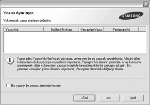 4 Özel yükleme seçeneğini belirleyin. İleri seçeneğini tıklatın. İPUCU: Özel ağ yazıcınıza belirli bir IP adresi ayarlamak isterseniz, IP Adresini Ayarla düğmesini tıklatın.