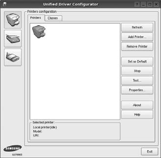 Unified Driver Configurator (Birleşik Sürücü Yapılandırıcısı) Kullanımı Unified Linux Driver Configurator (Birleşik Linux Sürücü Yapılandırıcısı), öncelikli olarak Yazıcı veya MFP aygıtlarının