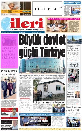 İLERİ Tarih : 11.12.2015 HAFTADA 6 GÜN YERE.