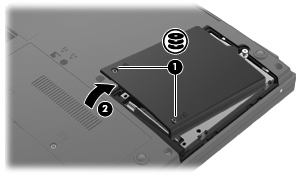 7 Sabit disk sürücüsünü geri takma DİKKAT: Bilgi kaybını ve yanıt vermeyen sistemi önlemek için: Sabit disk sürücüsünü, sabit sürücü yuvasından çıkarmadan önce bilgisayarı kapatın.
