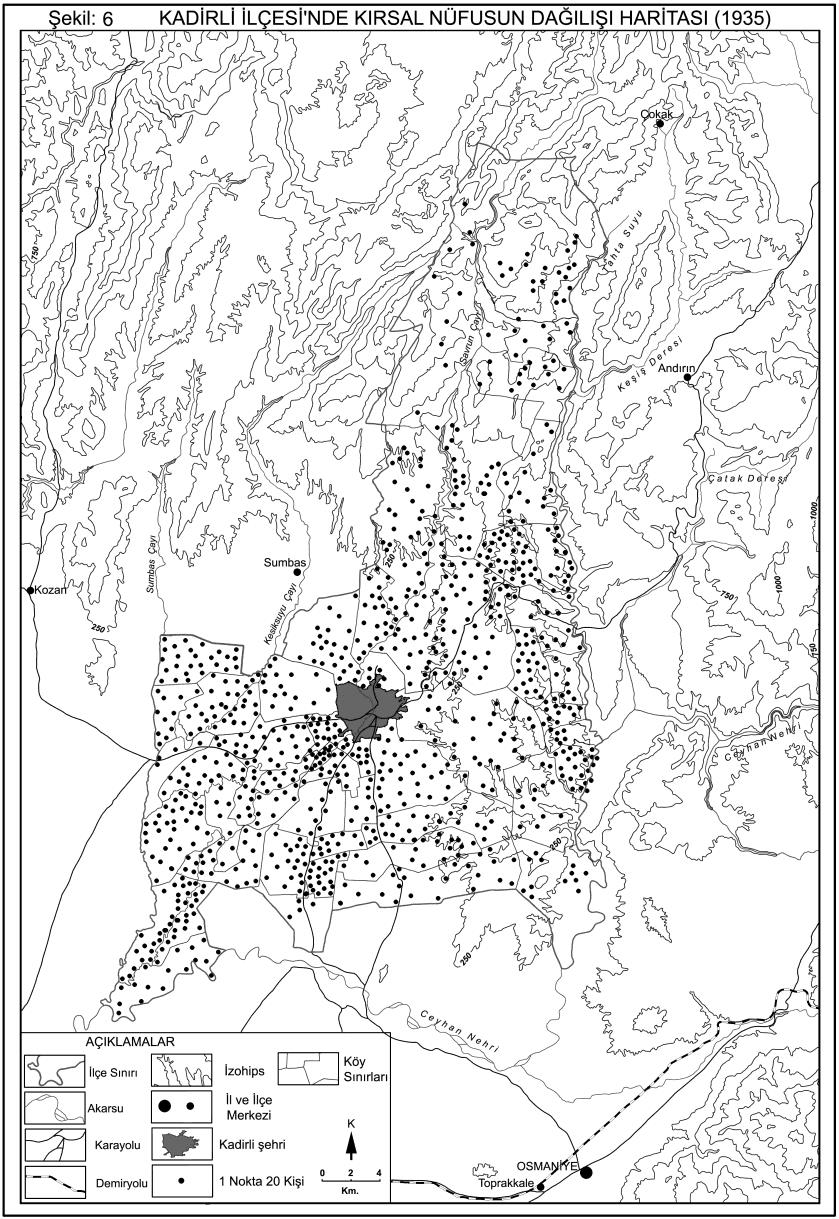 F.Ü.Sosyal Bilimler Dergisi 2010 20 (2) 1965 yılı nüfus dağılış haritası incelendiğinde de aslında yukarıdaki genel tablodan farklı bir yapıya rastlanmaz. Nüfus önemli oranda artmıştır.