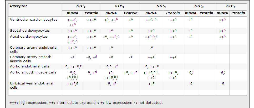 Kardiovasküler doku mrna ve proteinlerinde S1P reseptör alt