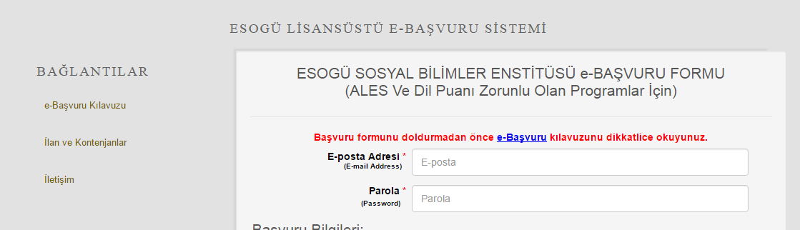 Yabancı Dil Puanı Zorunlu Olmayan Program Başvuruları ALES Puanı Zorunlu Olmayan Programların Başvuruları ALES ve