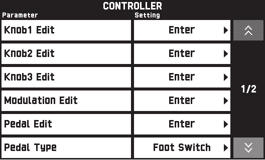 Dijital Piyano Ayarlar n n Yap land r lmas CONTROLLER Ekran Pedal ve perde bükme tekerleği ayarlar n yap land rmak için bunu kullan n.