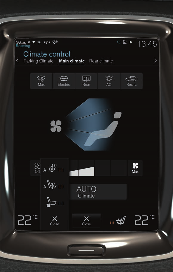 ARACIN KLIMASINI KONTROL ETME 01 Yolcu kabininin ön ve arka alanlarındaki klima kontrol işlevleri, orta gösterge ekranından orta konsolda bulunan fiziki düğmeler ile tünel konsolunun arkasındaki