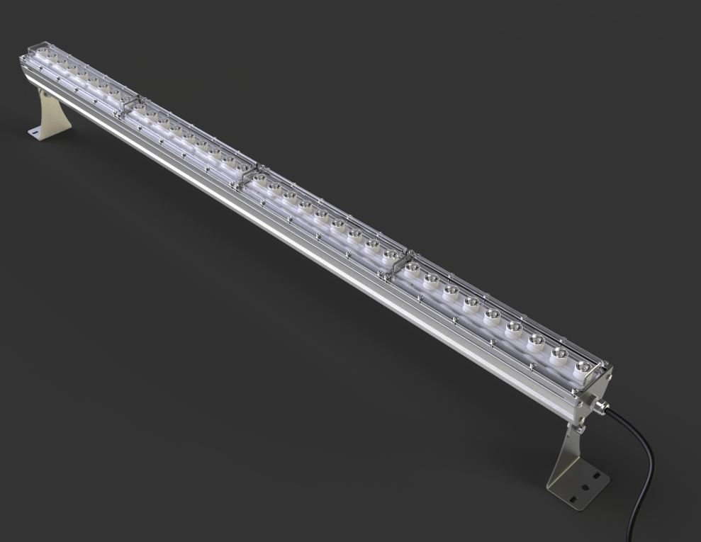 Led Wallwasher 100cm 1000 x 120 x 60mm W 2 kg 76 x 1150mm Gövde korozyona karşı dayanıklı Alüminyum ekstrüzyondur. Eloksal kaplıdır. Ledleri koruyan bölüm PC dir.