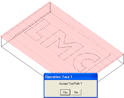 Yüzey (Face) İşleme-3 4. OK tıklanır. 5. Operasyon Çubuğu ndan Go tıklanır. 6. Parça yüzeyinin aşağıdaki şekildeki gibi seçilen alanlarının taranmış hale gelmesi gerekir. 7.