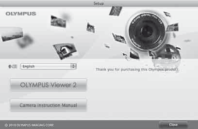 Macintosh 1 Ürünle verilen CD'yi CD-ROM sürücüsüne yerleştirin. Masaüstündeki CD (OLYMPUS Setup) simgesine çift tıklayın. «Kurulum» penceresini açmak için «Kurulum» simgesine tıklayın.