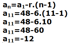 2)Aritmetik dizi azalarak devam ediyorsa genel terimi bulmak için aşağıdaki formül kullanılır.