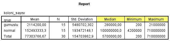 Tablo 8. İstatistik Analiz Sonuçları Yapılan istatistiksel değerlendirmelerde, SPSS 15.