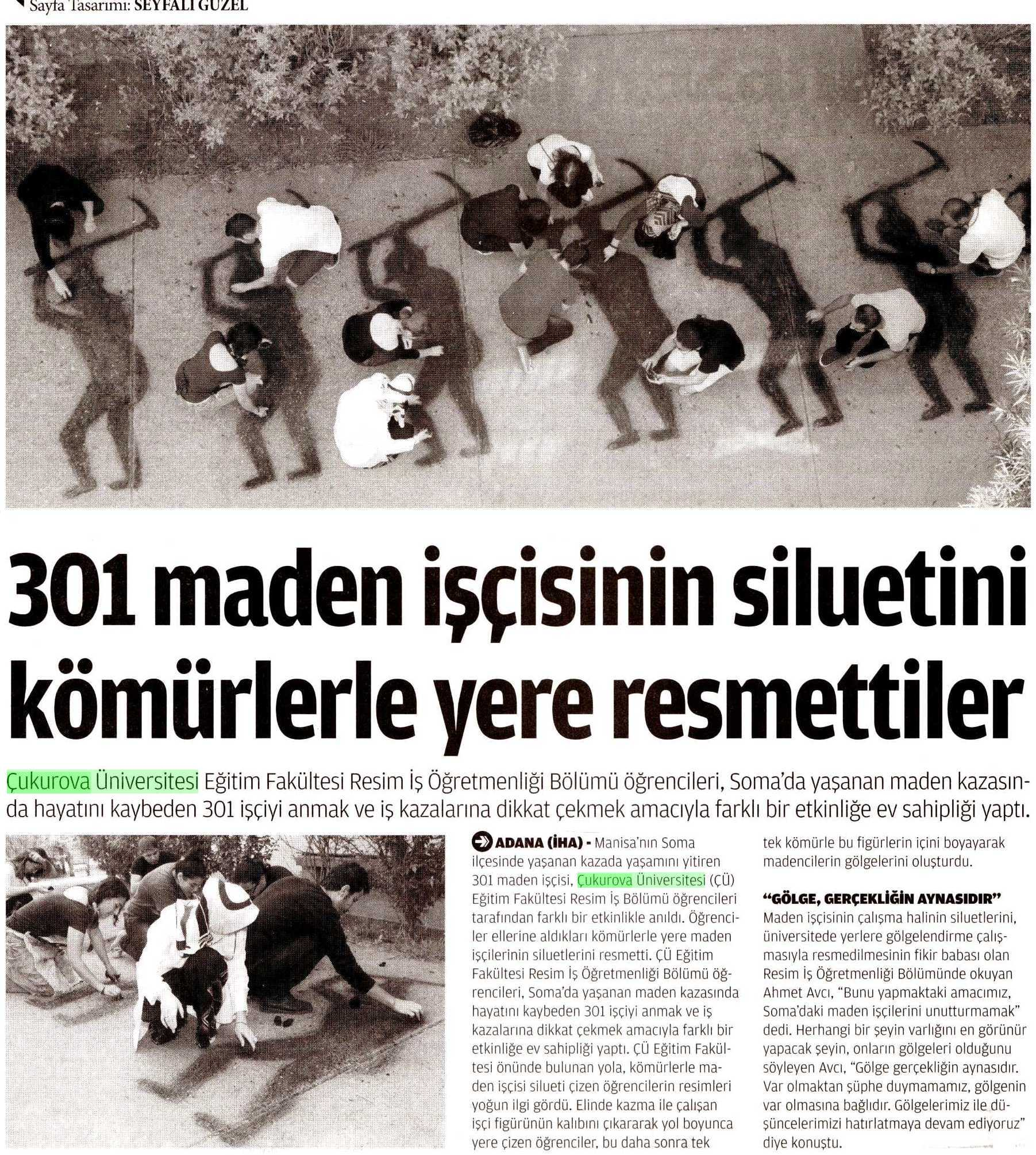 301 MADEN ISÇISININ SILUETINI KÖMÜRLERLE YERE RESMETTILER P.