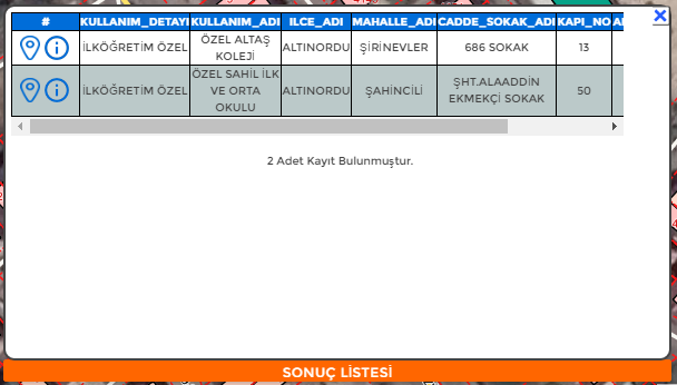 sınıflandırması seçilerek Ara